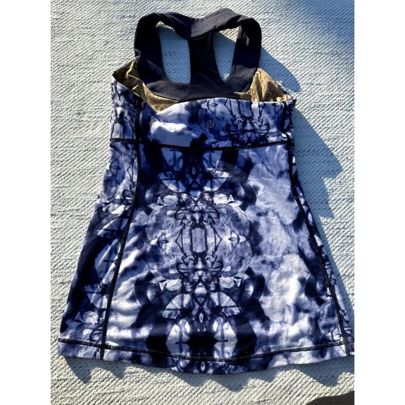 Lululemon Scoop Neck Tank Ink Blot White Deep Indigo / Heathered Deep Indigo 6 - Picture 5 of 8